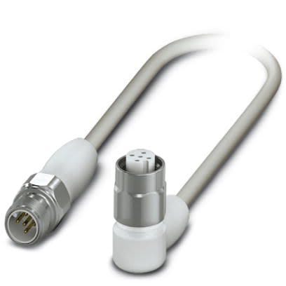 Phoenix Contact Male 5 way M12, Straight to Female 5 way Angled Socket M12 Sensor Actuator Cable, 600 mm