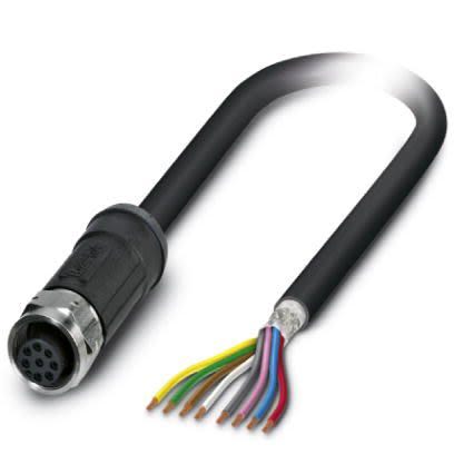 Phoenix Contact Female 8 way M12, Straight to Female Unterminated Sensor Actuator Cable, 2 m