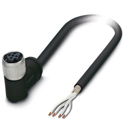 Phoenix Contact Female 4 way M12, Right Angle to Female Angled Socket M12 Sensor Actuator Cable, 10 m