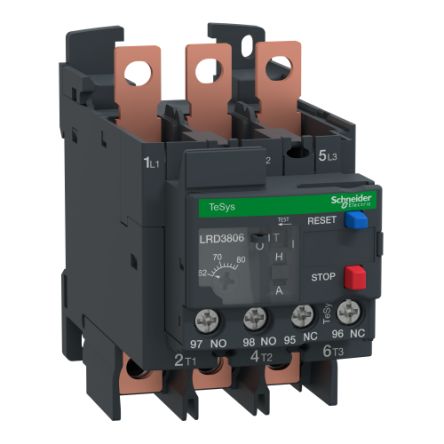 Schneider Electric, TeSyS LR Thermal Overload Relay 1 NO/1 NC, 62A, 80 A F.L.C
