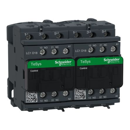Schneider Electric TeSyS D Reversing Contactor, 42V ac Coil, 3-Pole, 18 A, 1 HP, 1 NO/1 NC, 690V