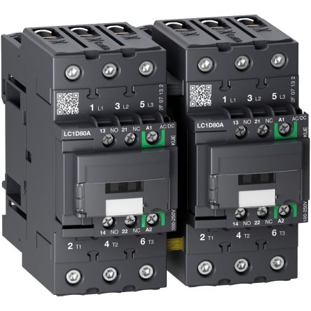 Schneider Electric TeSyS D Contactor, 250V Coil, 3-Pole, 80 A, 37 kW 100V ac, 250 V ac, 1 NO/1 NC, 690V