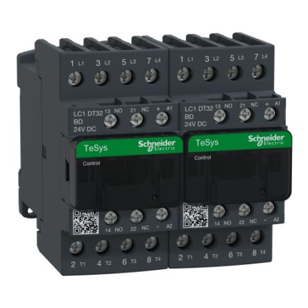 Schneider Electric TeSyS D Reversing Contactor, 24V Coil, 4-Pole, 32 A 24V, 1 NO/1 NC, 690V