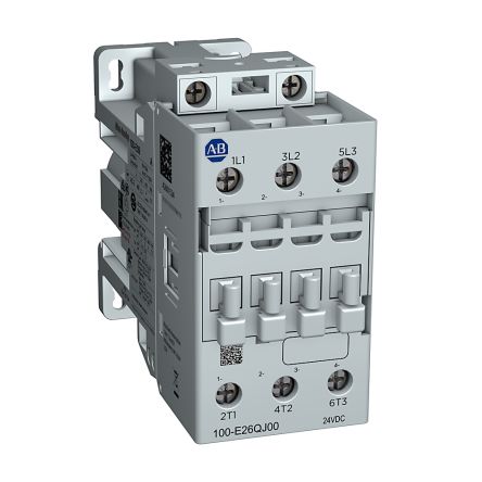 Allen Bradley 100-E Contactors Contactor, 24V dc Coil, 3-Pole, 32 A, 9 kW, 1 NC