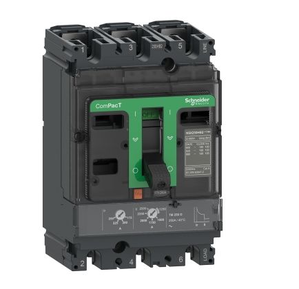 Schneider Electric, ComPact New Generation, ComPacT NSX Molded Case Circuit Breaker 3-Pole 100A, Breaking Capacity 70 kA