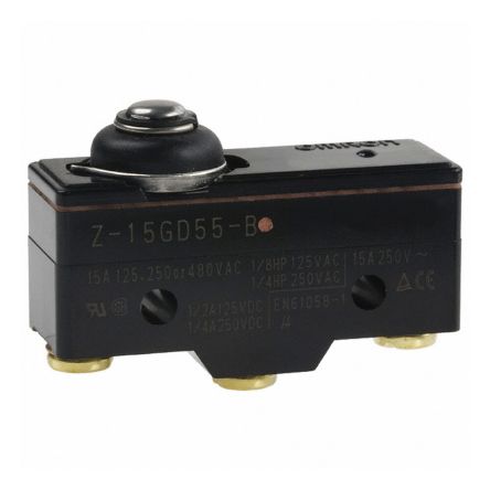Omron Z Series Spring Plunger Limit Switch, IP62, Plastic Housing, 500V ac, 15A
