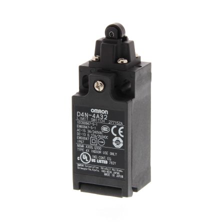 Omron D4n Series Top Plunger Safety Limit Switch, 1 NO/1 NC, IP67, Plastic Housing, 240V, 10A
