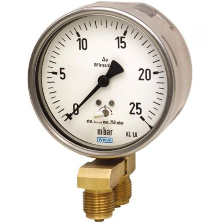 WIKA G 1/2 Process Differential Pressure Gauge, 100 mm, 2.5 kPa