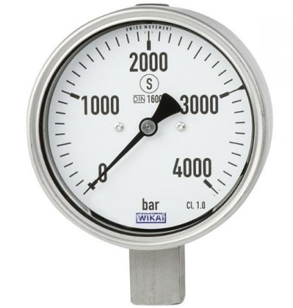 WIKA 9/16-18 UNF Female Stud Fitting Pressure Gauge, 160 mm, 2000 bar