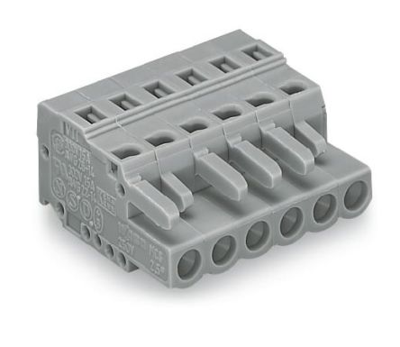 WAGO 231 Series PCB Terminal, 6-Contact, 5 mm Pitch, 1 Row