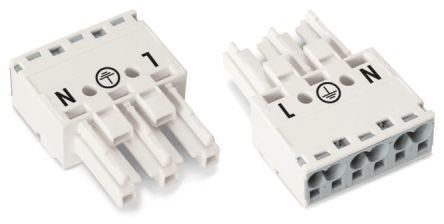 WAGO 770 Series Cable Lighting Connector Female Push-in, 3-Pole, 25A, 3-Way, IP20