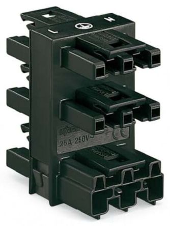 WAGO 770 Series Flush Lighting Connector Female Push-in, 3-Pole, 25A, 5-Way, IP20