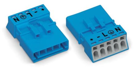 WAGO 890 Series Cable Lighting Connector Male Cage Clamp, 5-Pole, 16A, 5-Way, IP40, IP20