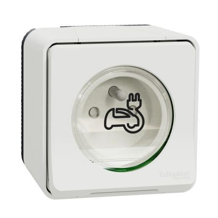 Schneider Electric Mureva Styl Grey, White 1 Gang EV Charging Socket, 16A Indoor & Outdoor, French 2P