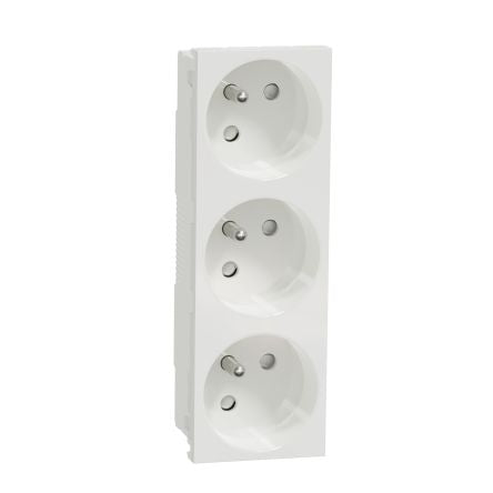 Schneider Electric New Unica White 3 Gang Power Socket, 16A Indoor, French 2P