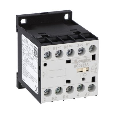 Lovato BG09 Contactor, 220V Coil, 4-Pole, 20 A, 15 kW, 2 NO/2 NC, 440V