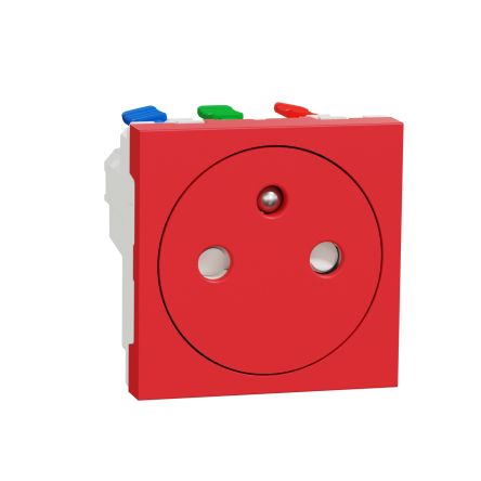 Schneider Electric, Unica IP4X Red 2P+PE Straight Socket, 16A, 250V