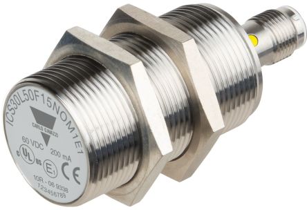 Carlo Gavazzi ICS30L50F15NOM1E1 Threaded Barrel Inductive Proximity Sensor, M30 NPN ICS30 60V dc 15 mm 60 V dc 200mA