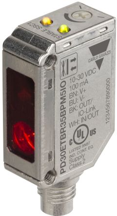 Carlo Gavazzi Diffuse Reflective Photoelectric Sensor, Rectangular Sensor