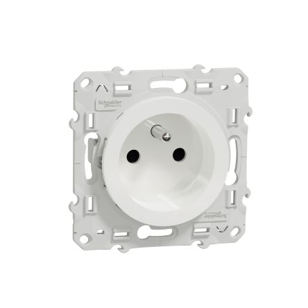 Schneider Electric Odace 2011 White 1 Gang Plug Socket, 16A Indoor, French 2P
