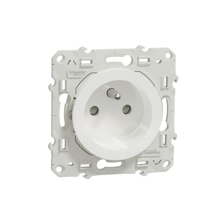 Schneider Electric Odace 2011 White 1 Gang Plug Socket, 16A Indoor, French 2P