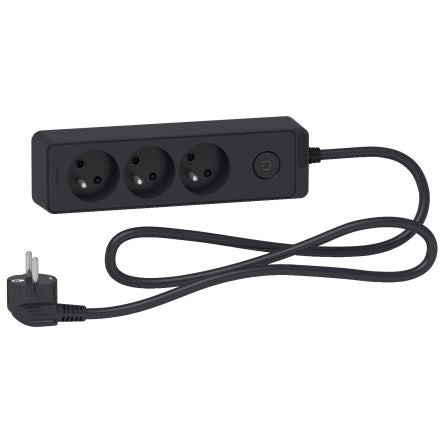 Schneider Electric French 2P 3 Gang Trailing Socket, 1.5m Cable, 16A, 250V