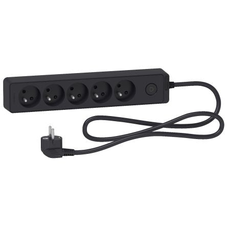 Schneider Electric French 2P 5 Gang Trailing Socket, 1.5m Cable, 16A, 250V