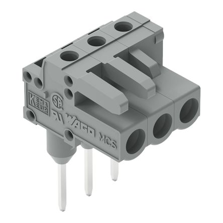 WAGO 232 Series Angled PCB PCB Connector, 3-Contact, 1 Row, 5 mm Pitch Solder