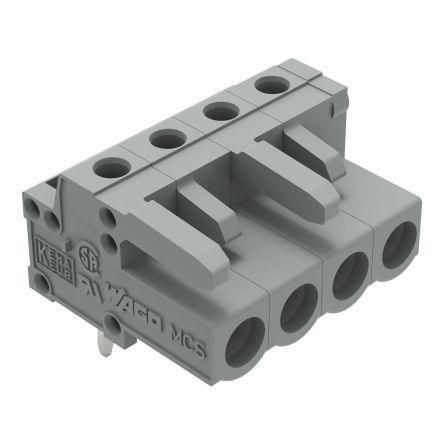 WAGO 232 Series Angled PCB PCB Header, 4-Contact, 1 Row, 5 mm Pitch Solder
