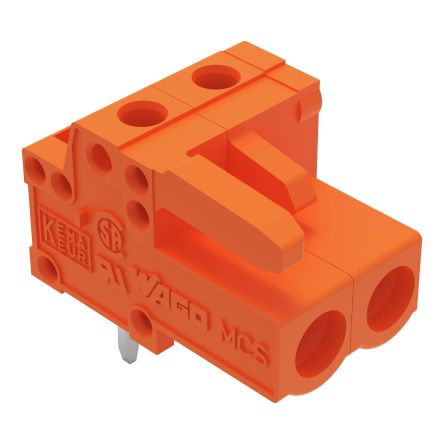 WAGO 232 Series Angled PCB PCB Header, 2-Contact, 1 Row, 5.08 mm Pitch Solder