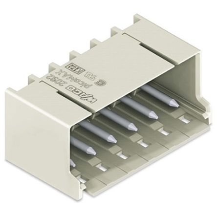 WAGO 2092 Series Angled PCB PCB Header, 6 Contact(s), 5 mm Pitch, 1 Row, Shrouded