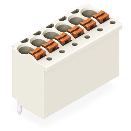 WAGO 2091 Series Straight Push-in PCB Connector, 4-Contact, 1 Row, 3.5 mm Pitch Solder