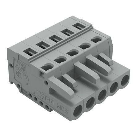 WAGO 231 Series Plug-in Pluggable Connector Female Cage Clamp, 5-Pole, 16A, 5-Way