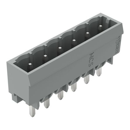 WAGO 231 Series Straight Horizontal and Vertical Mount Header, 6 Contact(s), 1.2 mm Pitch, 1 Row, Unshrouded