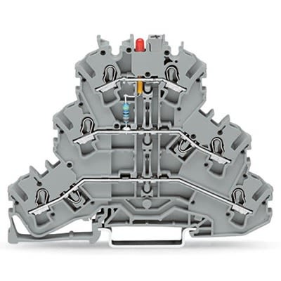 WAGO 2002-3221/1000-413 TOPJOB S Series Multi Level Terminal Block Grey, 2.5mm², 3-Level, Push-in