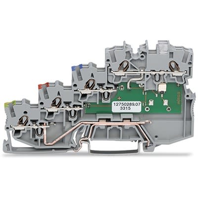 WAGO 2000-5417/1101-951 TOPJOB S Series DIN Rail Terminal Block Grey, 1mm², 4-Level, Cage Clamp
