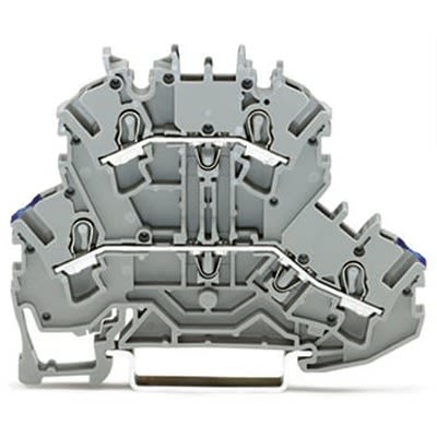 WAGO 2002-2202 TOPJOB S Series Double Level Terminal Block Grey, 2.5mm², 2-Level, Push-in, IECEx/ATEX/CSA