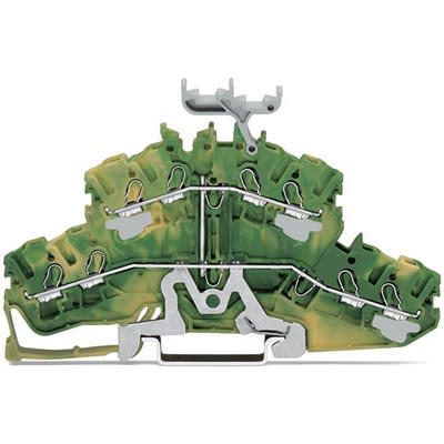 WAGO 2002-2437 TOPJOB S Series Double Level Terminal Block Yellow, Green, 2.5mm², 2-Level, Push-in, IECEx/ATEX/CSA