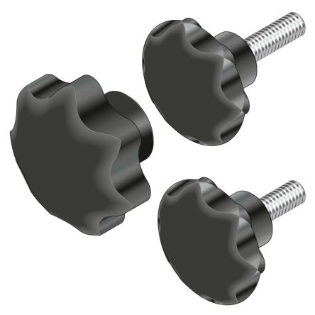 Bosch Rexroth 3842516849 Black Polyamide Star Knob Clamping Knob, M6, Bolt Mount