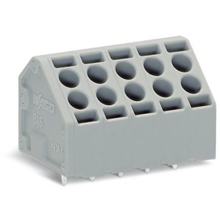 WAGO 816 Series PCB Terminal Block, 10-Contact, 5 mm Pitch, PCB, 2 Row