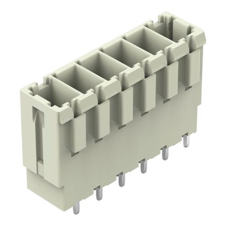 WAGO 831 Series Straight PCB PCB Header, 6 Contact(s), 7.62 mm Pitch, 1 Row, Shrouded