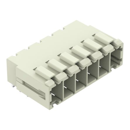 WAGO 831 Series Angled PCB PCB Header, 6 Contact(s), 7.62 mm Pitch, 1 Row, Shrouded