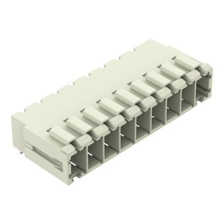 WAGO 831 Series Angled PCB PCB Header, 9 Contact(s), 7.62 mm Pitch, 1 Row, Shrouded