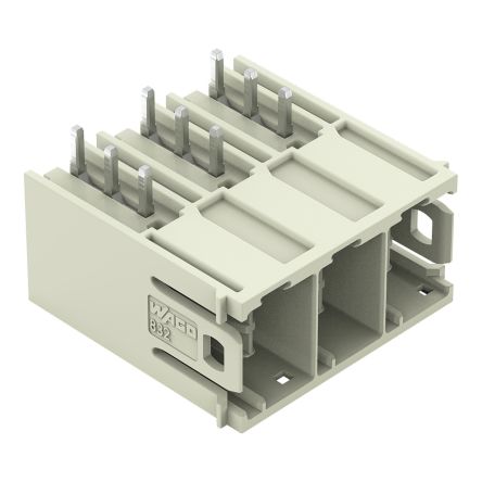 WAGO 832 Series Angled PCB PCB Header, 3 Contact(s), 10.16 mm Pitch, 1 Row, Shrouded