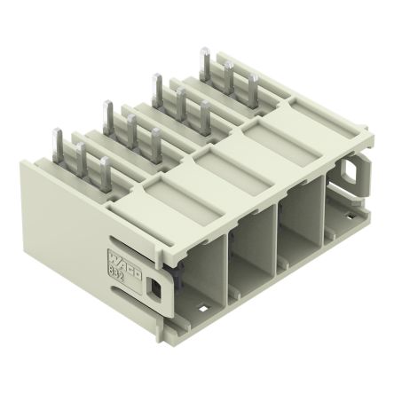 WAGO 832 Series Angled PCB PCB Header, 4 Contact(s), 10.16 mm Pitch, 1 Row, Shrouded