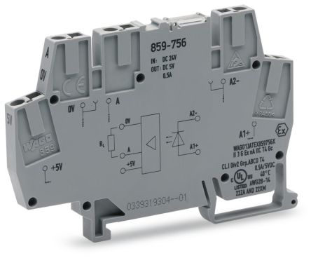 WAGO 859-756 859 Series Optocoupler Terminal Block Grey, 2.5mm², Cage Clamp