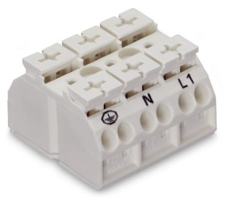 WAGO 862 Series Terminal Strip, 3-Way, 12AWG, 20 AWG Wire, 28A Cage Clamp