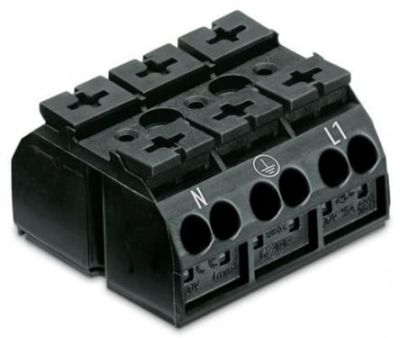 WAGO 862 Series Terminal Strip, 3-Way, 12AWG, 20 AWG Wire, 32A Cage Clamp