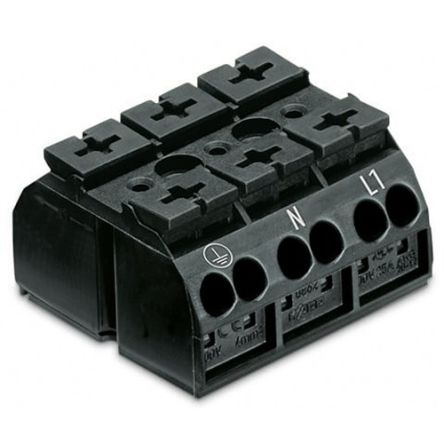 WAGO 862 Series Terminal Strip, 3-Way, 12AWG, 20 AWG Wire, 32A Cage Clamp