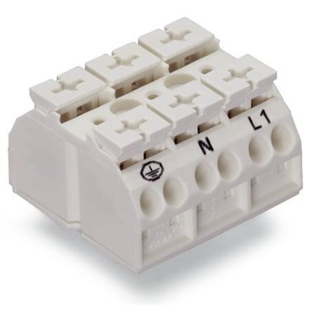WAGO 862 Series Terminal Strip, 3-Way, 12AWG, 20 AWG Wire, 32A Cage Clamp